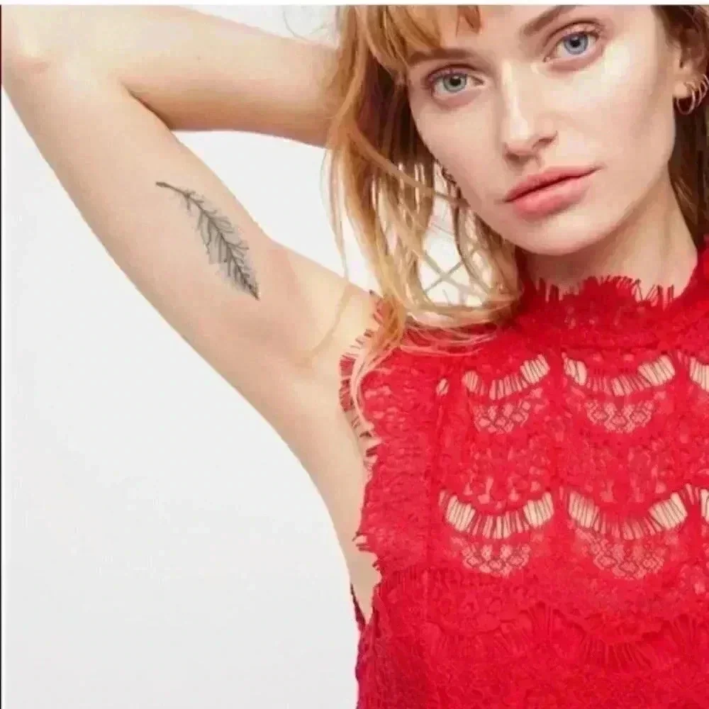 New with tags Free people daydream bodycon lace cherry red dress in size large - Picture 9 of 9